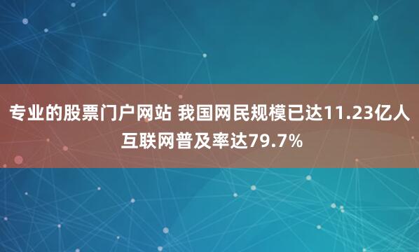 专业的股票门户网站 我国网民规模已达11.23亿人 互联网普及率达79.7%