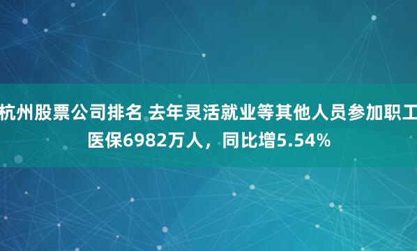 杭州股票公司排名 去年灵活就业等其他人员参加职工医保6982万人，同比增5.54%